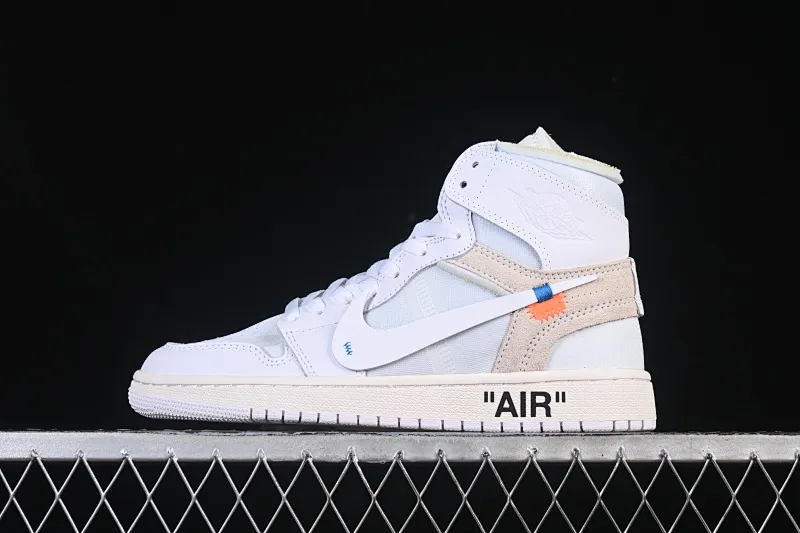 All categories Air Jordan Jordan series basketball shoes Air Jordan 1 High Pure original special offer Off White x Air Jordan OW AJ1 Joe 1 joint all-white high-top basketball shoes AQ0818-100